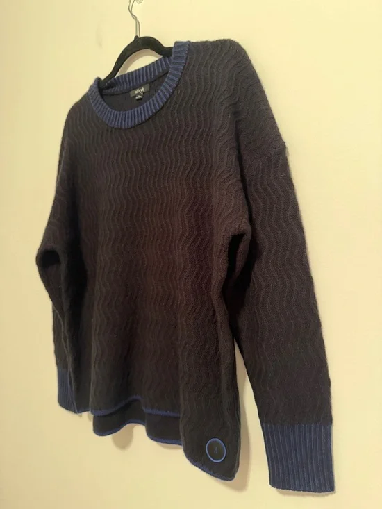 NWOT allbirds Navy and Black Ribbed Wool Sweater - Picture 4 of 7
